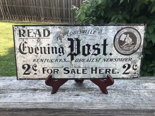 read louisville evening post metal sign tuchfarber company