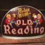 relax with old reading beer cab light gillco glass sign