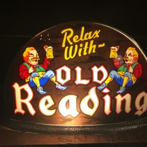 relax with old reading beer cab light gillco glass sign