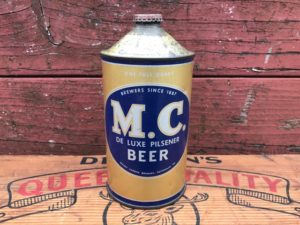 mc deluxe pilsener beer quart cone top can mount carbon brewery Continental Can Company