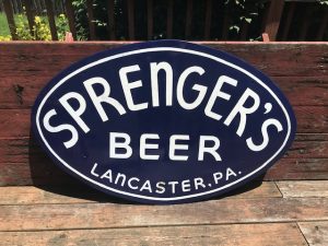 sprenger beer Lancaster porcelain sign