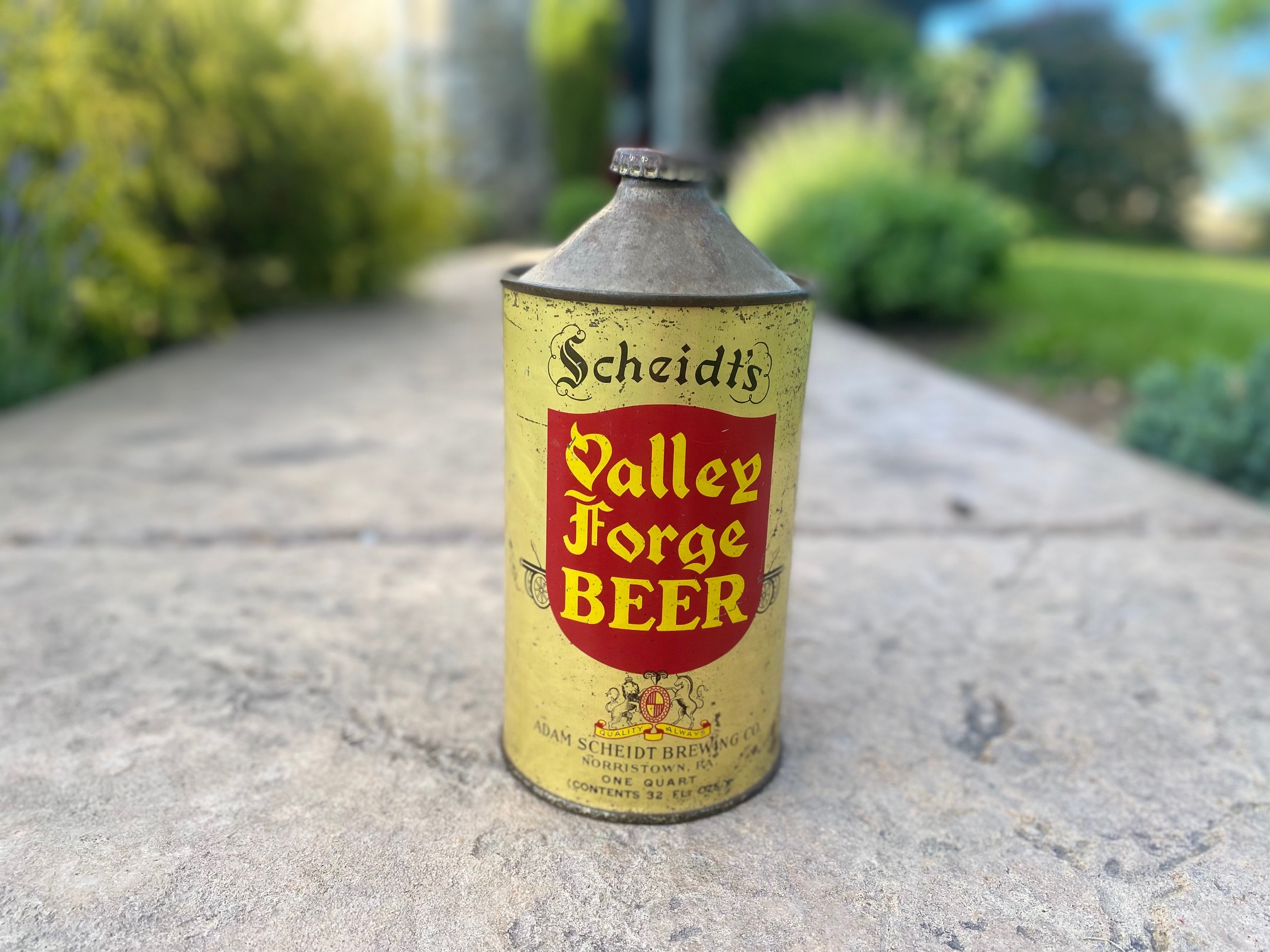 valley forge beer quart cone top can Adam Scheidt Brewing company brewery Norristown