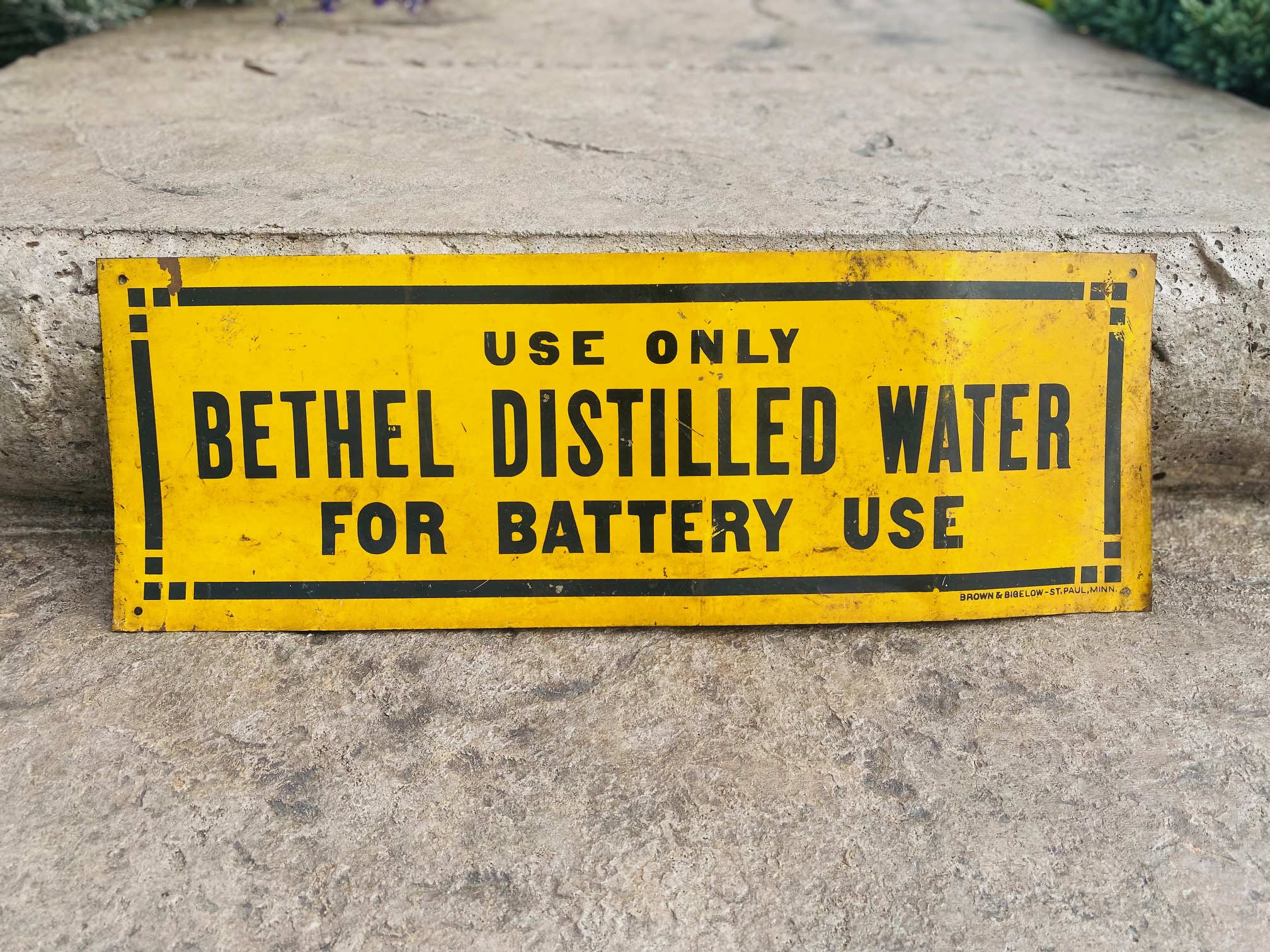 Bethel distilled water battery sign brown Bigelow st paul